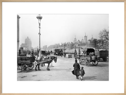 Street scene with tower of London in the distance 20th century