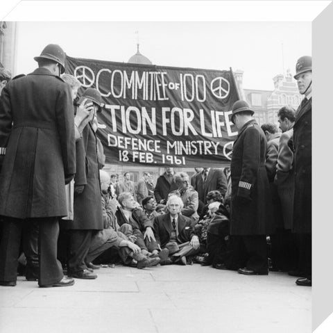Bertrand Russell at the anti-Polaris protest Whitehall 1961