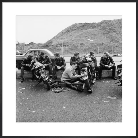 Bikers outside the Ace Cafe North Circular Road 1963