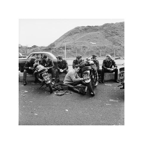 Bikers outside the Ace Cafe North Circular Road 1963
