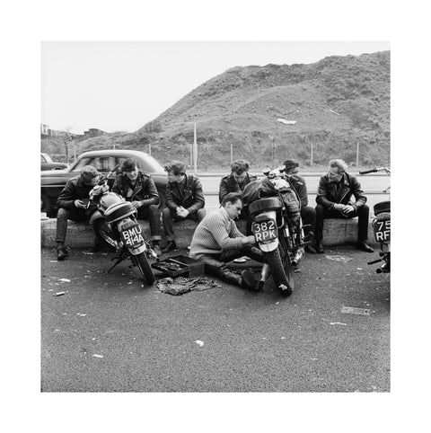 Bikers outside the Ace Cafe North Circular Road 1963