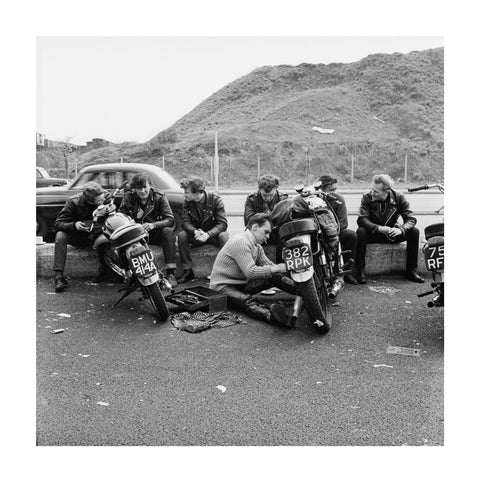 Bikers outside the Ace Cafe North Circular Road 1963