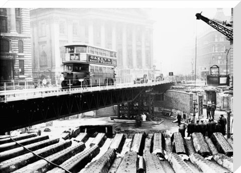 Emergency bridge at Bank underground station 1941