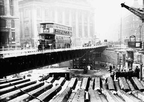 Emergency bridge at Bank underground station 1941
