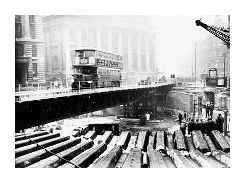 Emergency bridge at Bank underground station 1941