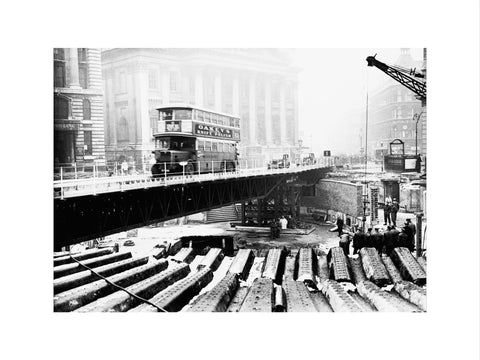Emergency bridge at Bank underground station 1941