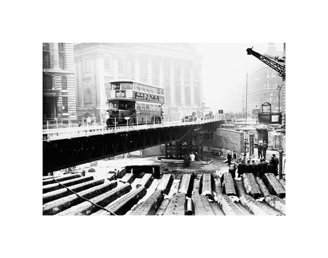 Emergency bridge at Bank underground station 1941