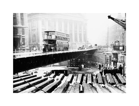 Emergency bridge at Bank underground station 1941
