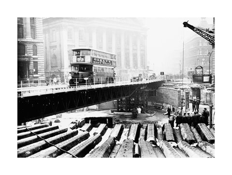 Emergency bridge at Bank underground station 1941
