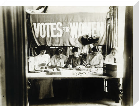 Suffragettes preparing and counting tickets 1909