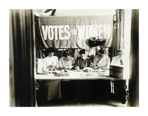 Suffragettes preparing and counting tickets 1909