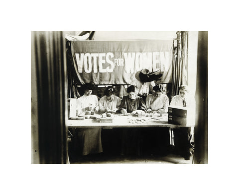 Suffragettes preparing and counting tickets 1909