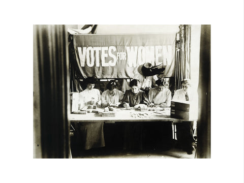 Suffragettes preparing and counting tickets 1909