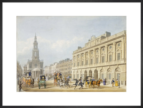 Exterior view of Somerset House and Church of St Mary le Strand 1818