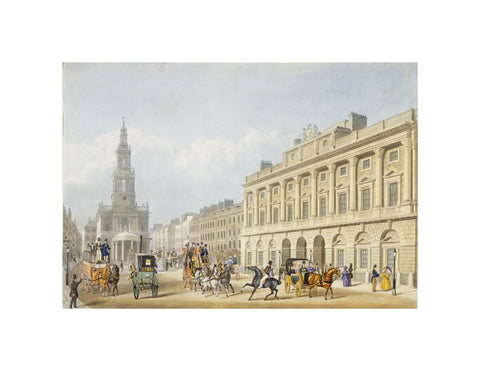 Exterior view of Somerset House and Church of St Mary le Strand 1818