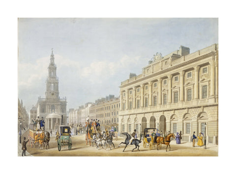 Exterior view of Somerset House and Church of St Mary le Strand 1818