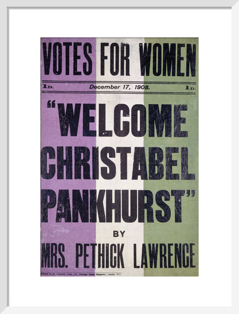 Votes for women. Welcome Christabel Pankhurst by Mrs Pethick Lawrence 1908