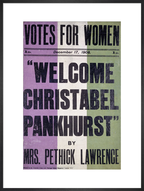 Votes for women. Welcome Christabel Pankhurst by Mrs Pethick Lawrence 1908
