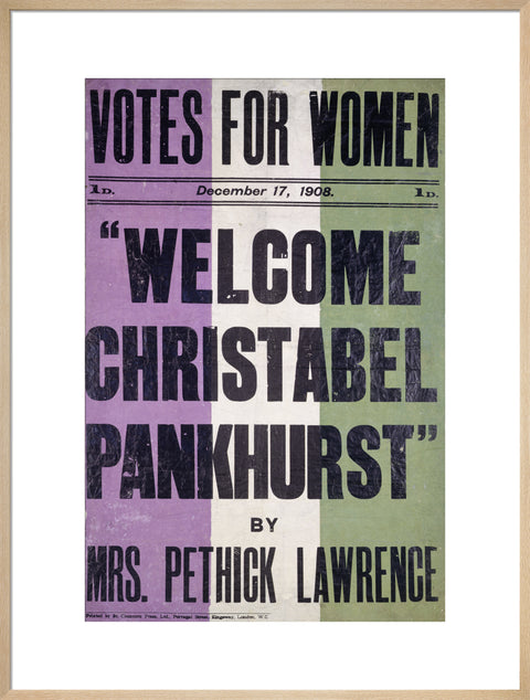 Votes for women. Welcome Christabel Pankhurst by Mrs Pethick Lawrence 1908