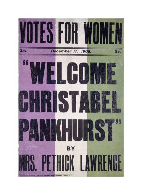 Votes for women. Welcome Christabel Pankhurst by Mrs Pethick Lawrence 1908