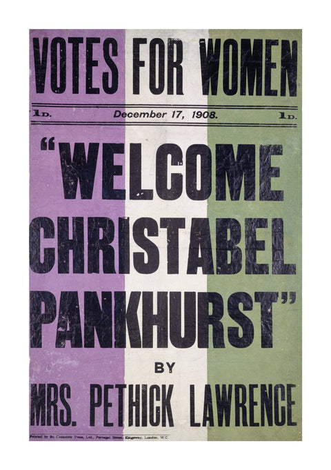 Votes for women. Welcome Christabel Pankhurst by Mrs Pethick Lawrence 1908