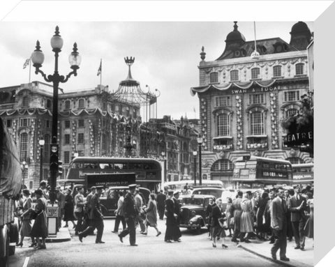 Piccadilly Circus Coronation day June 1953