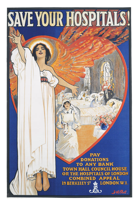 Save Your Hospitals! Poster 1920's