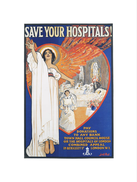 Save Your Hospitals! Poster 1920's