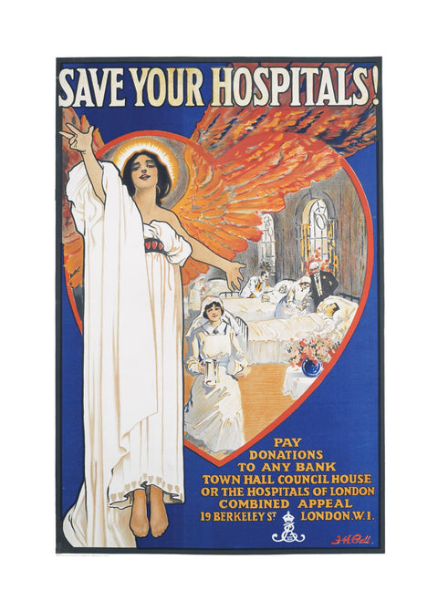 Save Your Hospitals! Poster 1920's