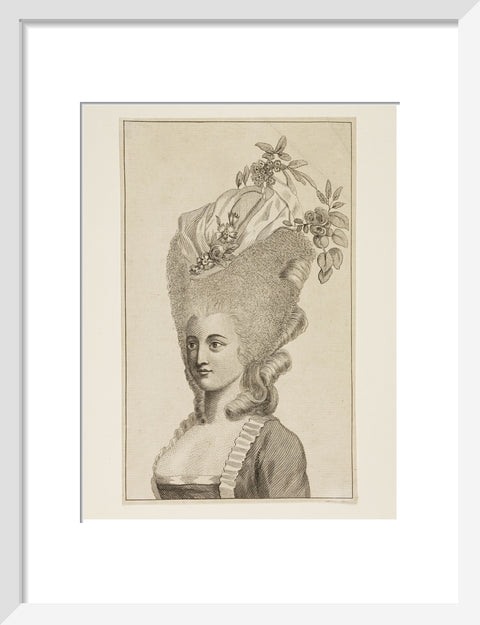 Print of a woman's head and shoulders 1782