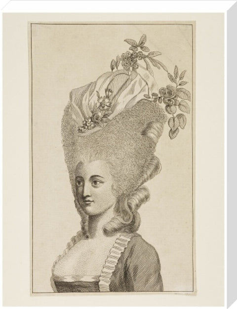 Print of a woman's head and shoulders 1782