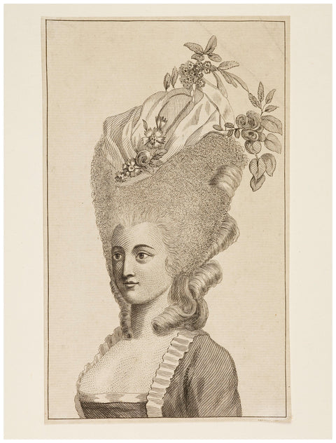 Print of a woman's head and shoulders 1782