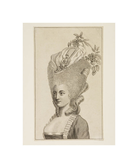 Print of a woman's head and shoulders 1782