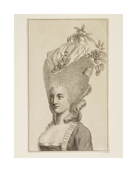 Print of a woman's head and shoulders 1782