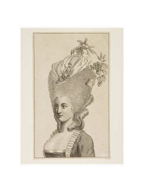 Print of a woman's head and shoulders 1782