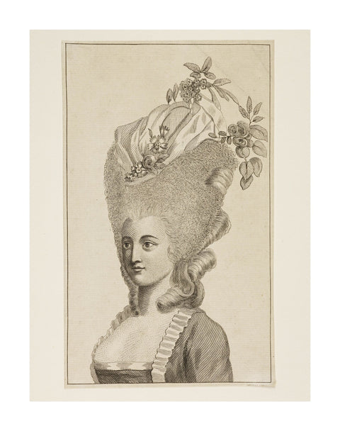 Print of a woman's head and shoulders 1782