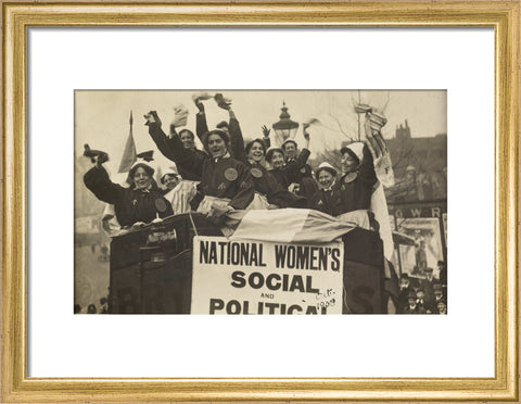 Suffragettes dressed in replica prison clothing 1908