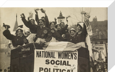 Suffragettes dressed in replica prison clothing 1908