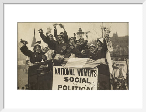 Suffragettes dressed in replica prison clothing 1908