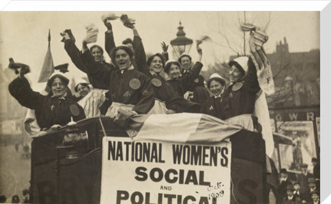 Suffragettes dressed in replica prison clothing 1908