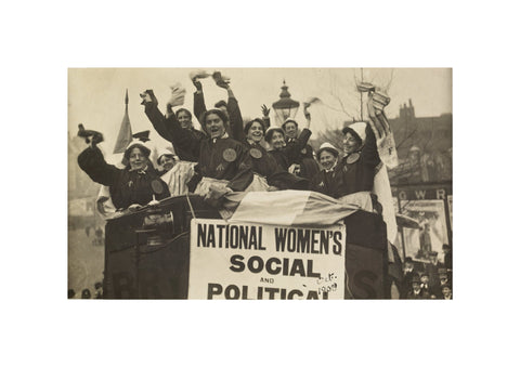 Suffragettes dressed in replica prison clothing 1908