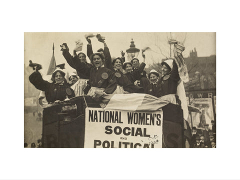 Suffragettes dressed in replica prison clothing 1908
