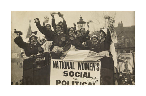 Suffragettes dressed in replica prison clothing 1908