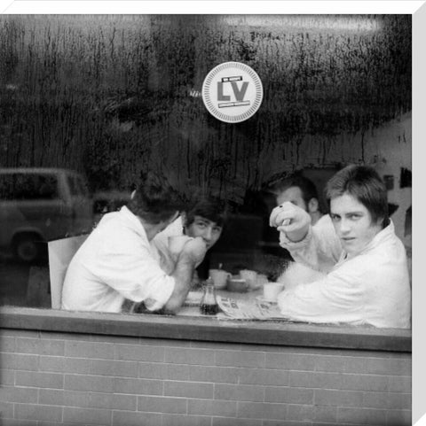 Four men in a cafe in Smithfield Market. c.1965