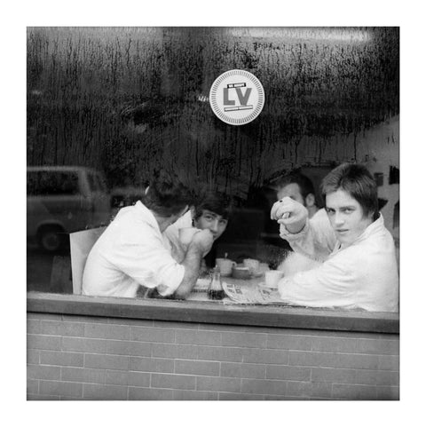Four men in a cafe in Smithfield Market. c.1965