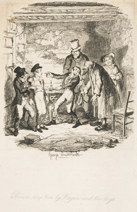 Oliver's reception by Fagin and the boys 1838