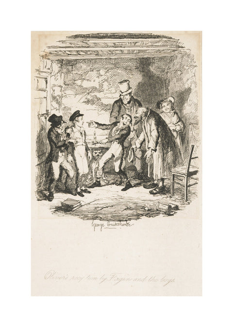Oliver's reception by Fagin and the boys 1838