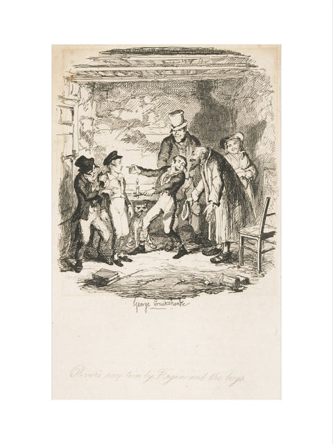 Oliver's reception by Fagin and the boys 1838