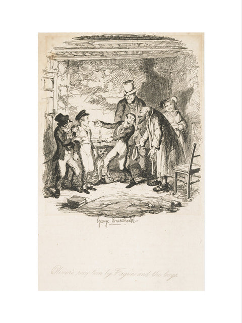 Oliver's reception by Fagin and the boys 1838
