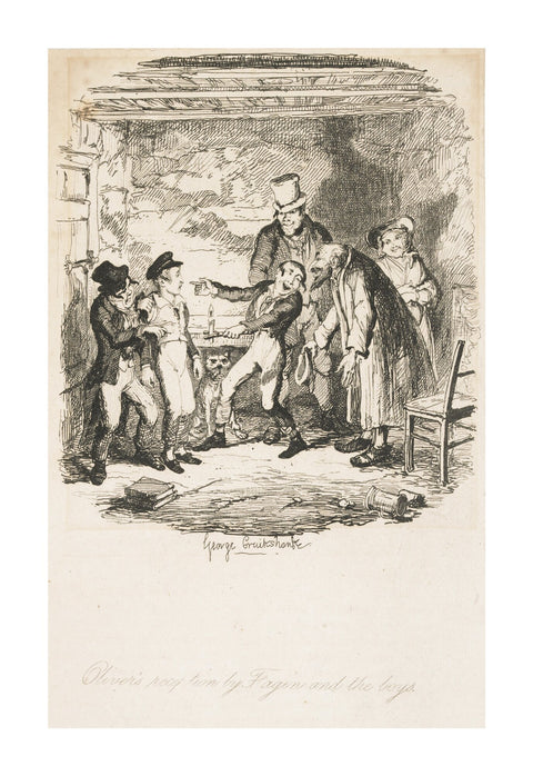 Oliver's reception by Fagin and the boys 1838
